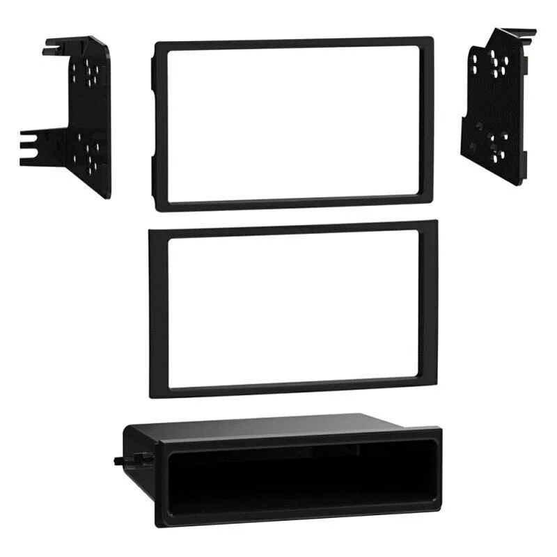 Black ABS plastic dash kit for single or double DIN stereo, textured factory-match finish