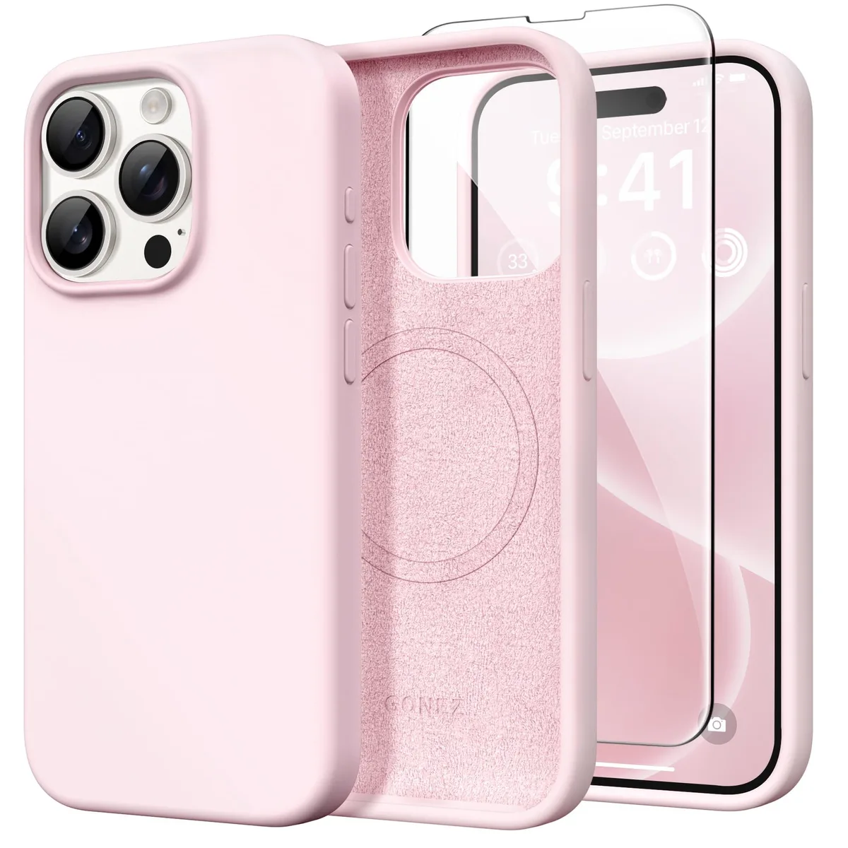  GONEZ GON-SIL iPhone 15 Pro Max Silicone Case Chalk Pink 6.7 inch — product photo