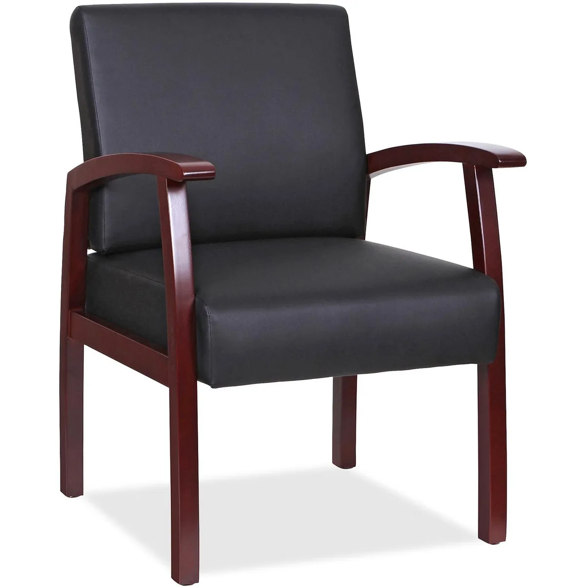 Lorell Lorell LLR68556 Guest Chair 24x25x35 Black Mahogany office furniture — product photo