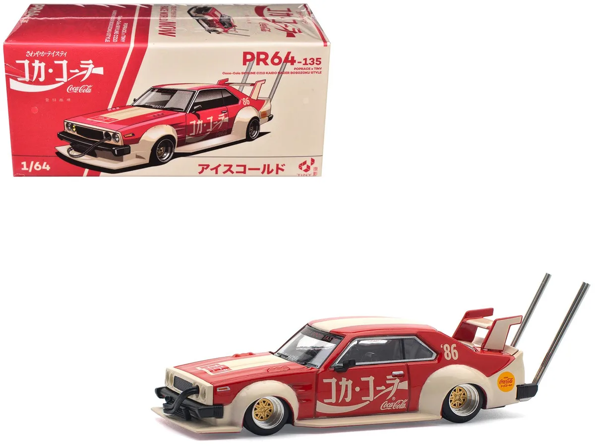 Pop Race Pop Race Skyline GT-R V8 Drift Hakosuka RHD Coca-Cola Japan Red Cream 1/64 hobby collectible — product photo