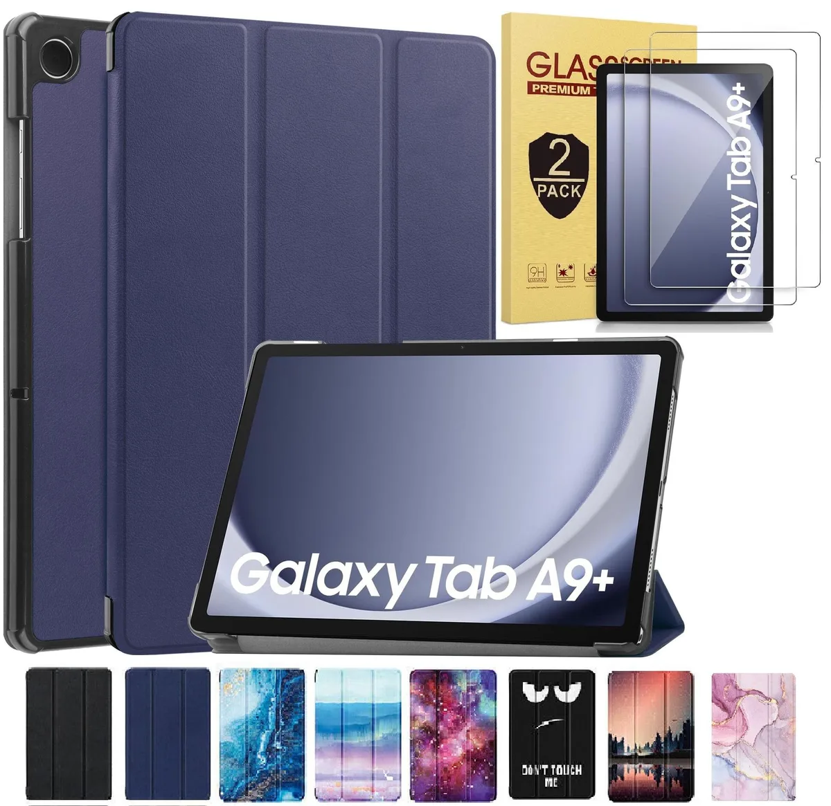 anicestore anicestore SM-X210/X215/X216/X218 Navy Blue Flip Case with Tempered Glass for Samsung Galaxy Tab A9+ 11" 2023 — product photo