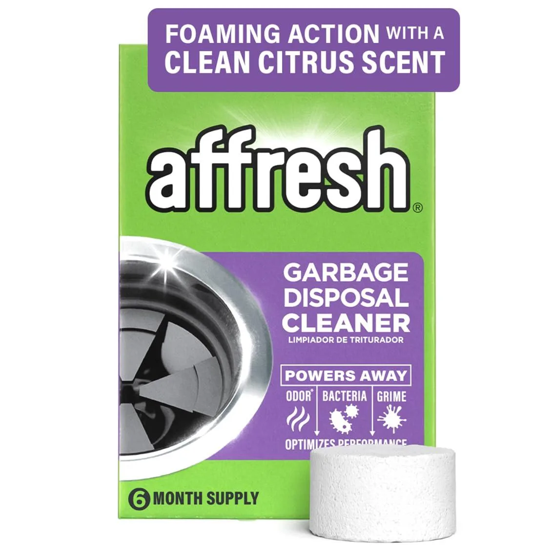 Box of six cleaning tablets with citrus scent label