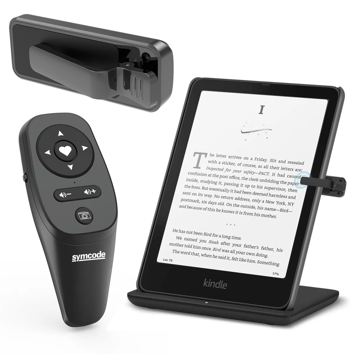 Small black rectangular remote with wrist strap