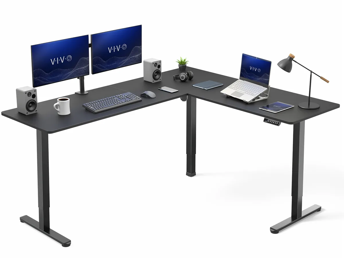 VIVO VIVO Black 75" x 63" Corner Electric Standing Desk, L-Shaped Office Furniture — product photo