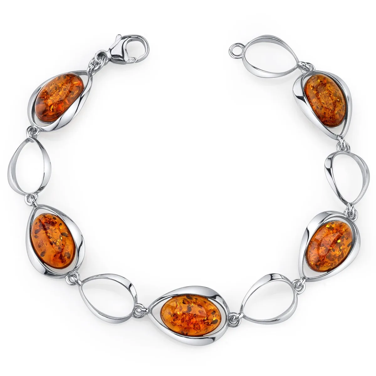 Oravo Oravo Baltic Amber Bracelet Sterling Silver Cognac Oval 7.5" 8.2g 925 — product photo