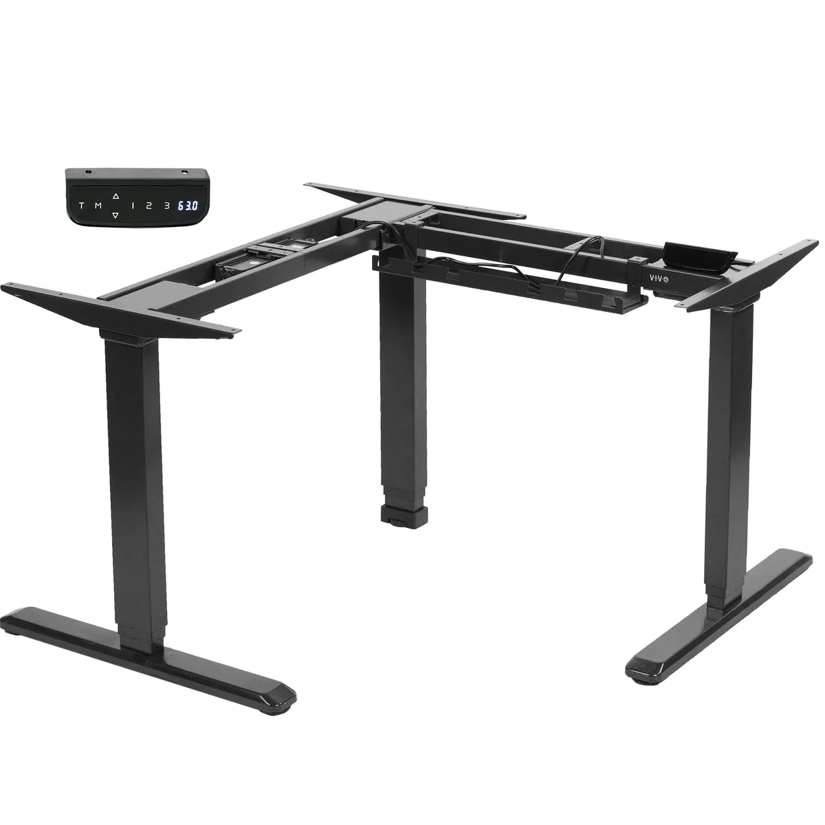 VIVO VIVO Electric L-Shaped Standing Desk Frame 3-Motor 330 lbs Black — product photo