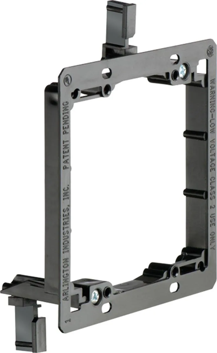 Black two-gang low-voltage wallplate mounting bracket