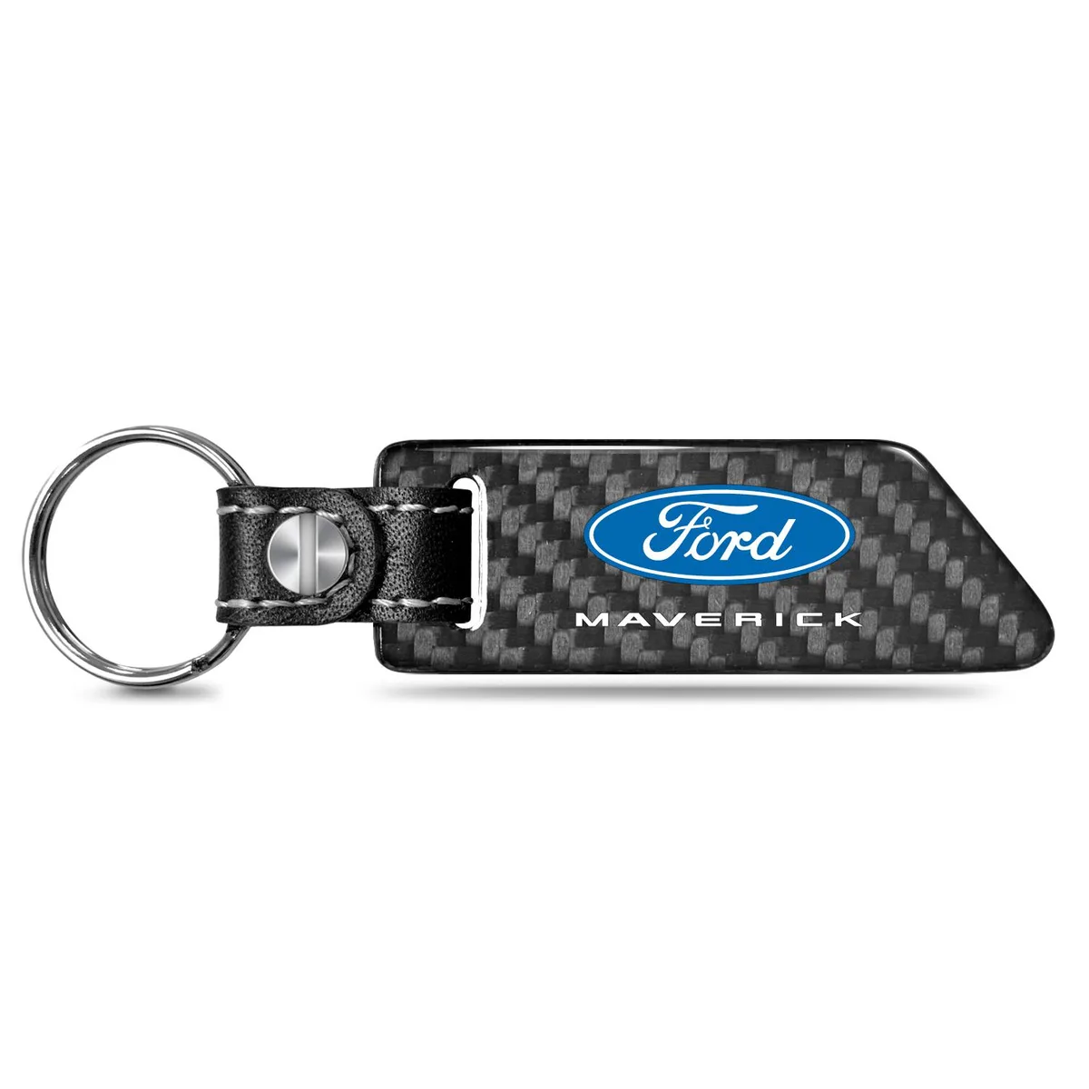 iPick Image, LLC iPick Image, LLC Ford Maverick Carbon Fiber Key Chain Black Leather Strap — product photo