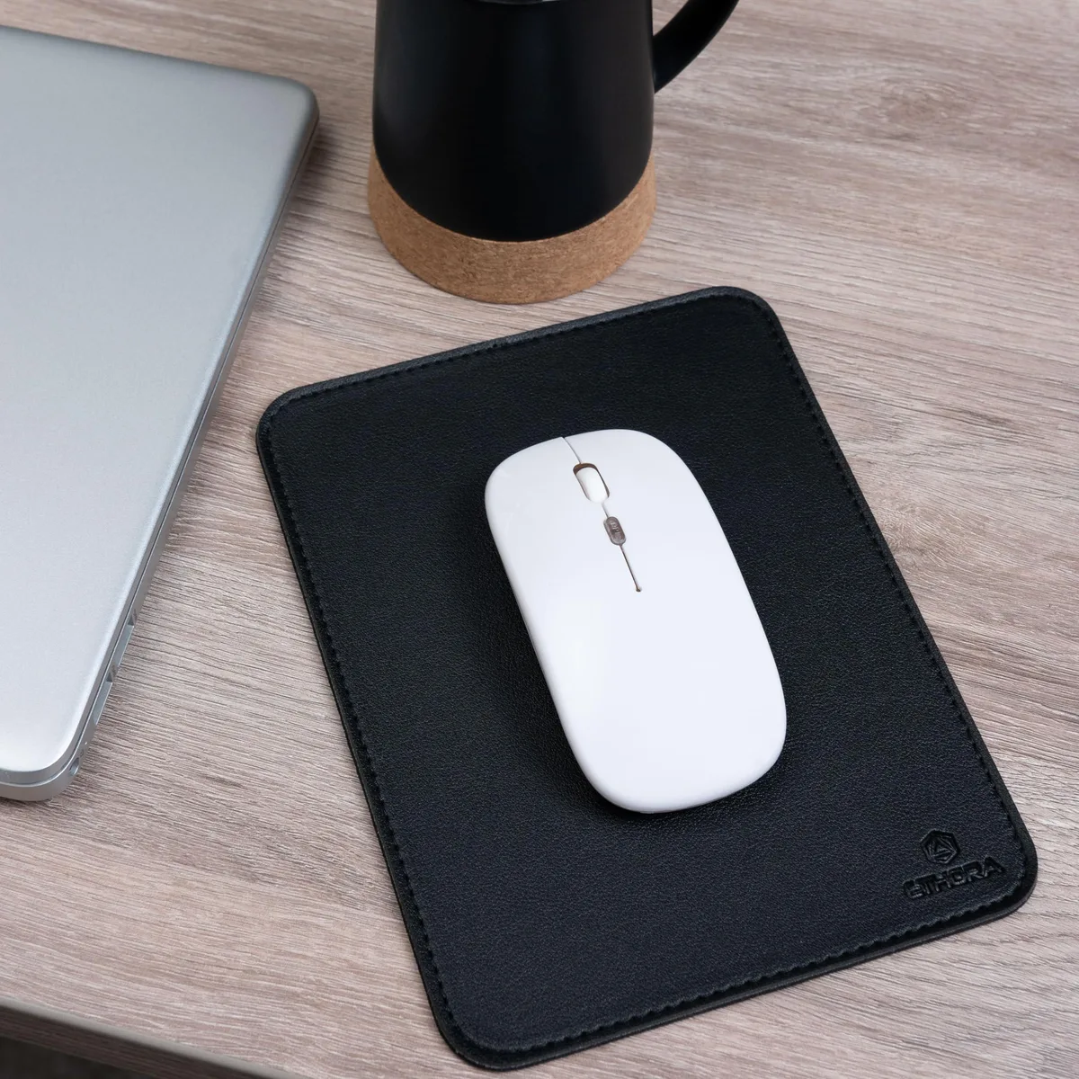  ETHORA Faux Leather Mouse Pad 6 x 8 in Black — product photo