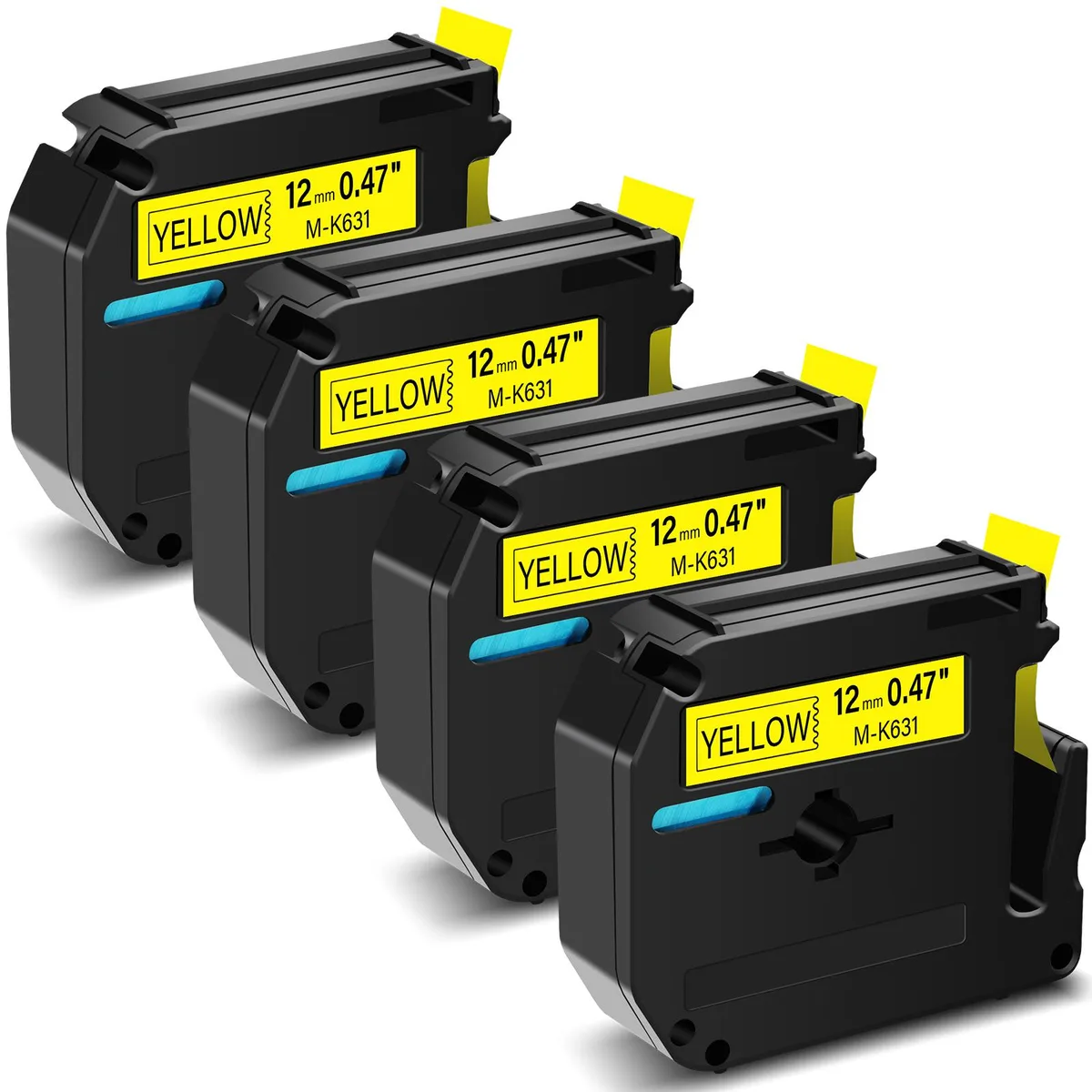 GREENCYCLE GREENCYCLE MK-631 label tape 12mm 26.2ft black on yellow 4 pack — product photo