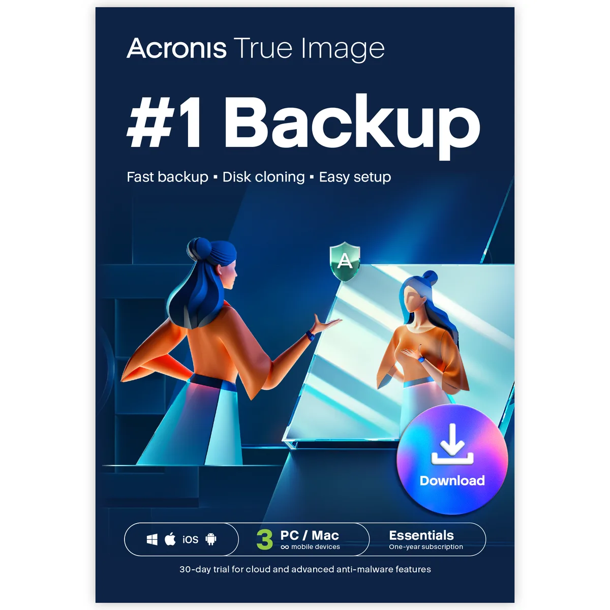 Acronis Inc. Acronis True Image Essentials 3 Computers 1 Year utility — product photo
