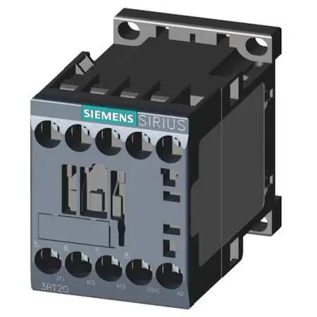 Compact grey IEC contactor with DIN-rail clips and screw terminals
