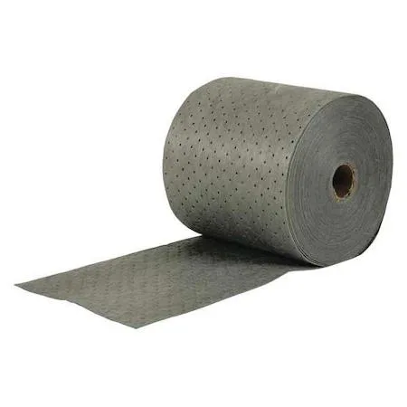 Gray perforated polypropylene sorbent roll 15 in x 150 ft