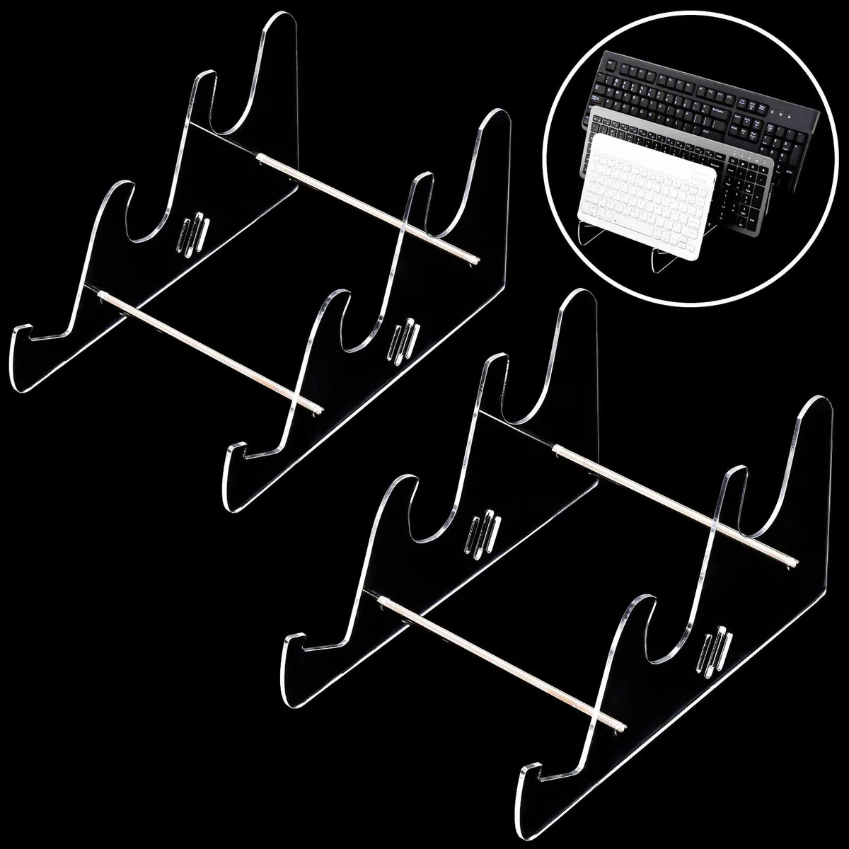  Avid Elsjoy 2-Pack 3-Tier Acrylic Keyboard Stand 9.8 x 6 x 5.5 Clear Black — product photo
