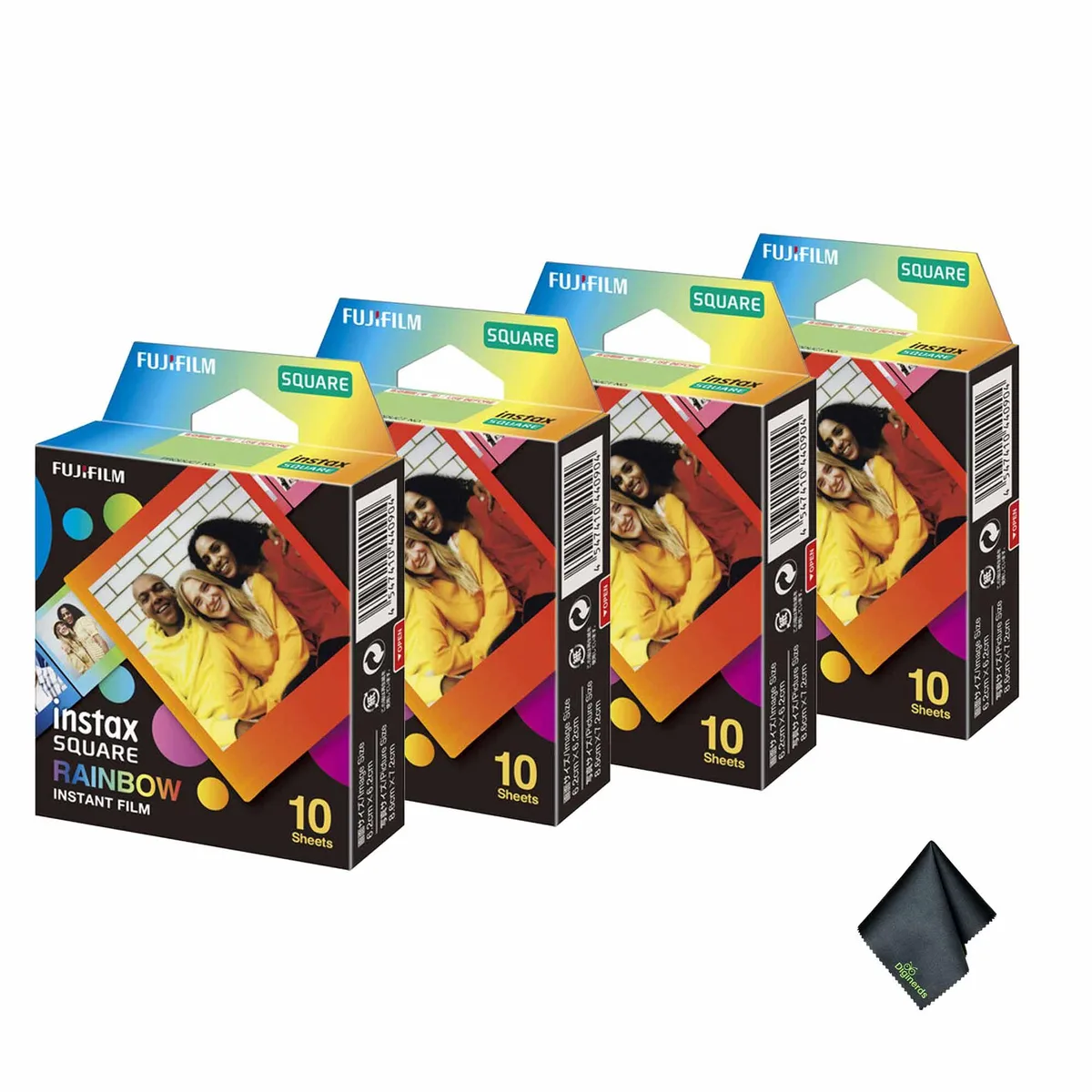 FUJIFILM FUJIFILM INSTAX SQUARE Rainbow Instant Film 4x10 pack with cloth — product photo