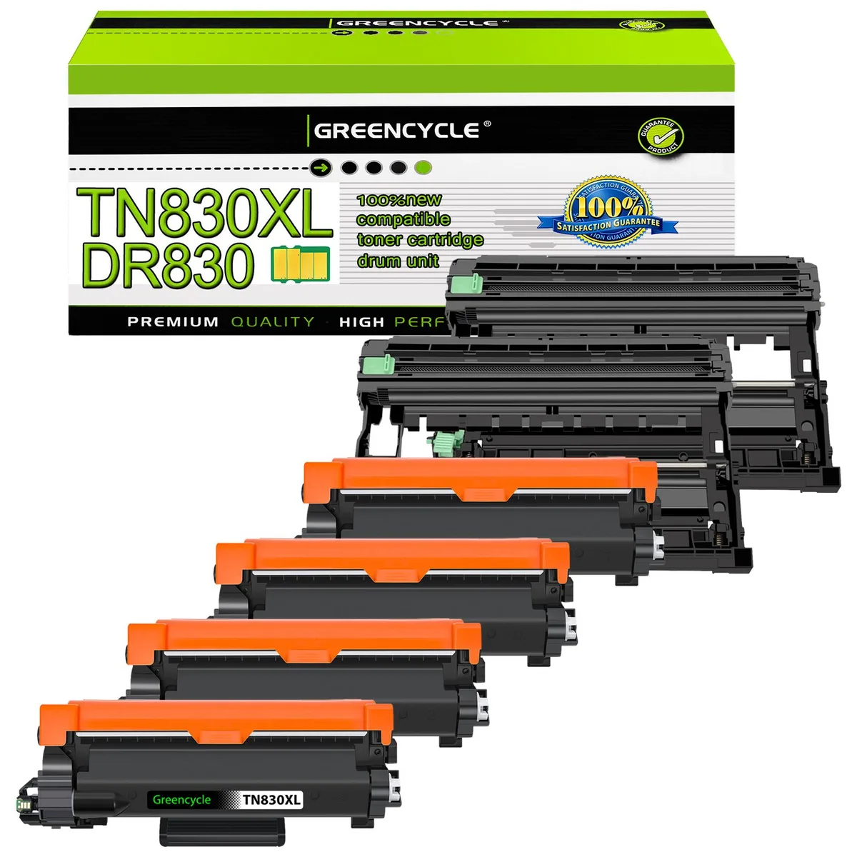GREENCYCLE GREENCYCLE TN830XL Black Toner &amp; DR830 Drum Set 4+2 Pack — product photo