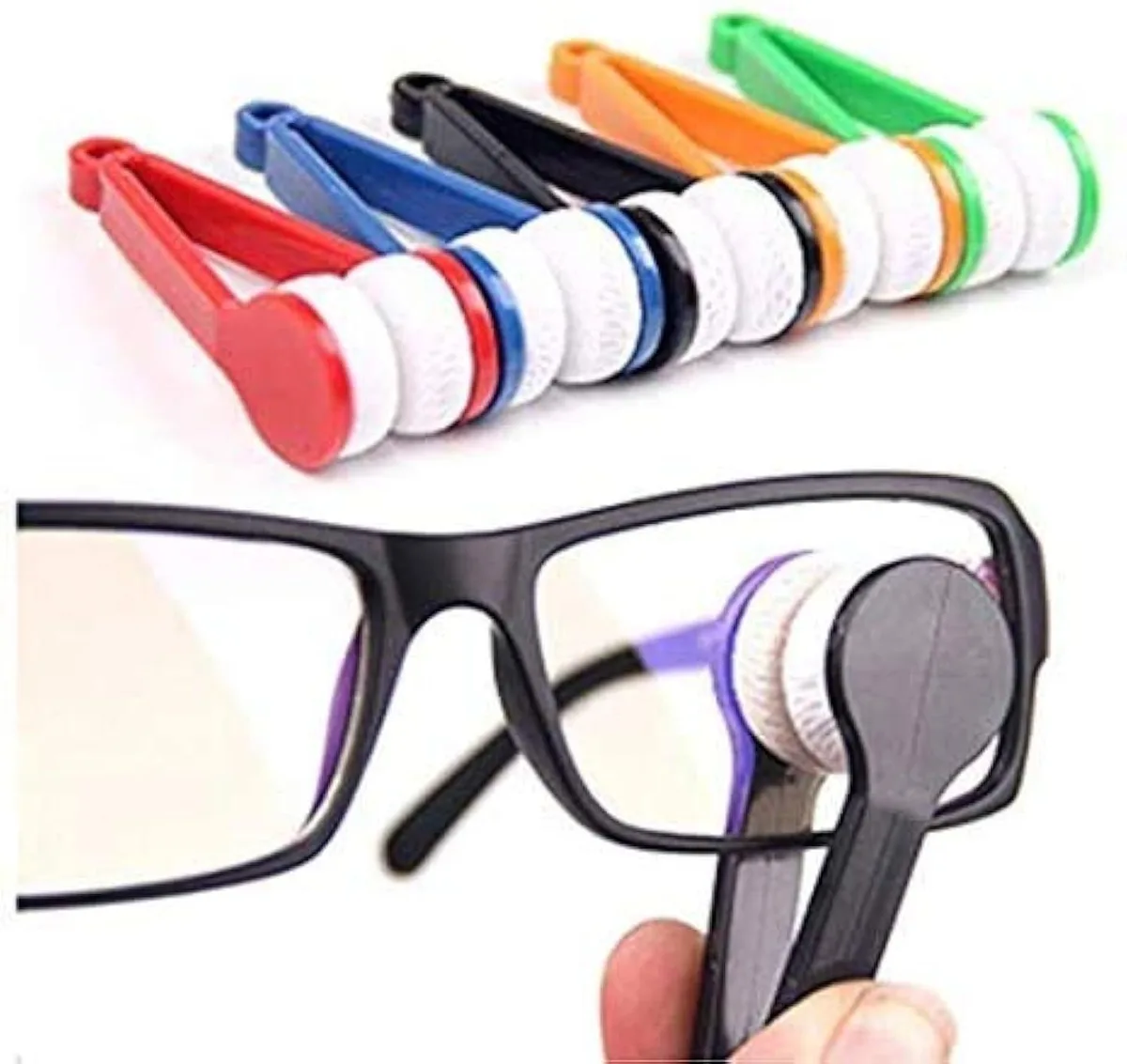  12 Pcs Mini Microfiber Glasses Cleaner Soft Brush Cleaning Clip Random Color — product photo