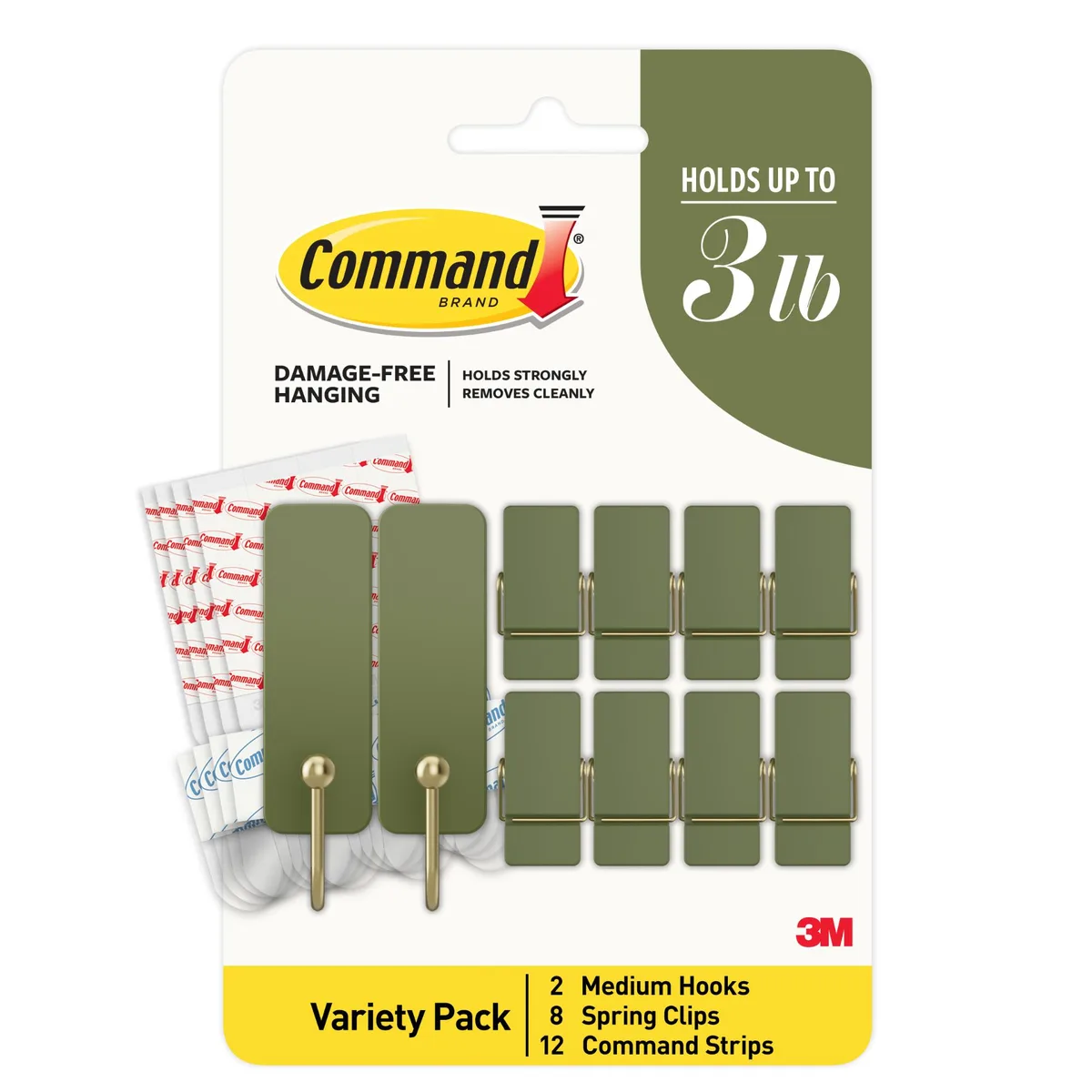 Command Command Decorative Mixed Hooks Pack Sage Green 12 refill strips — product photo