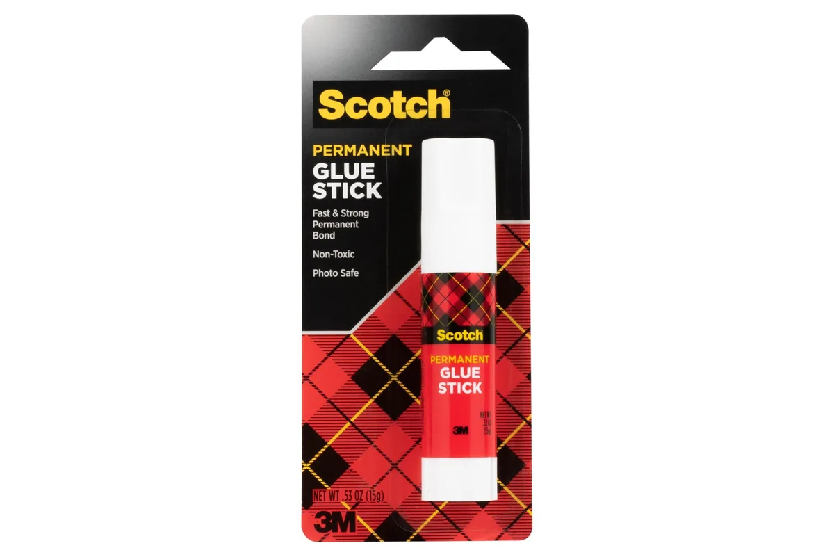 Purple Scotch glue stick in a white twist-up tube with purple cap