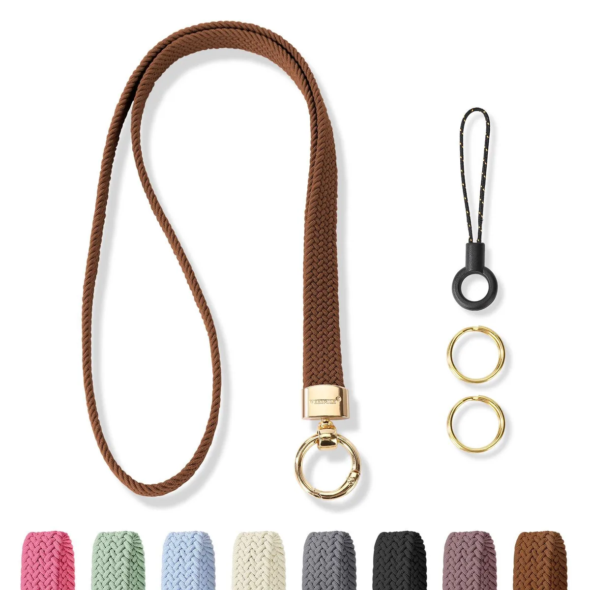  WEESMILE WSLY05 16" stretchy nylon lanyard neckwear (Twlight Brown) — product photo