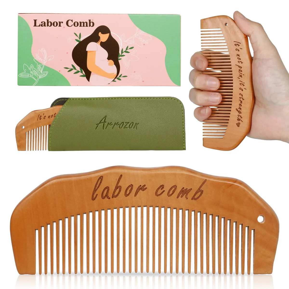  Birth Comb Wooden Labour Comb 4.9 Inch by 1.9 Inch — product photo