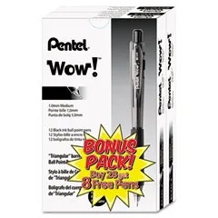 Pentel of America, Ltd. Pentel of America, Ltd. BK440ASWUS retractable ballpoint pen, black, medium, 36 pack — product photo