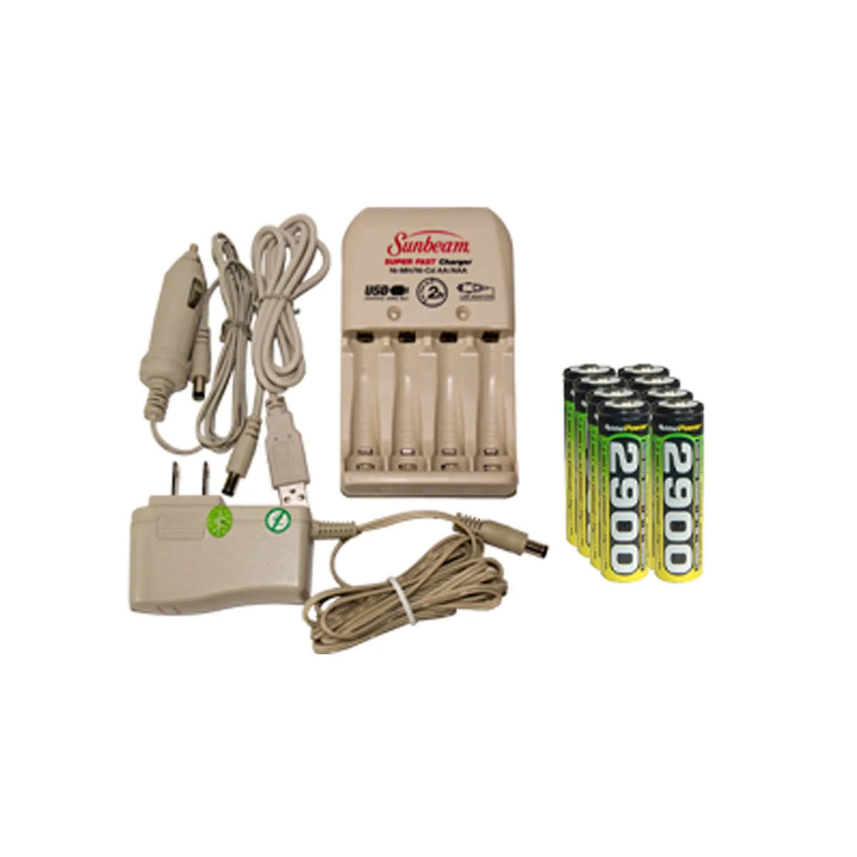 Sunbeam Sunbeam BC-0903 charger with 8 AA 2900 mAh NiMH batteries — product photo