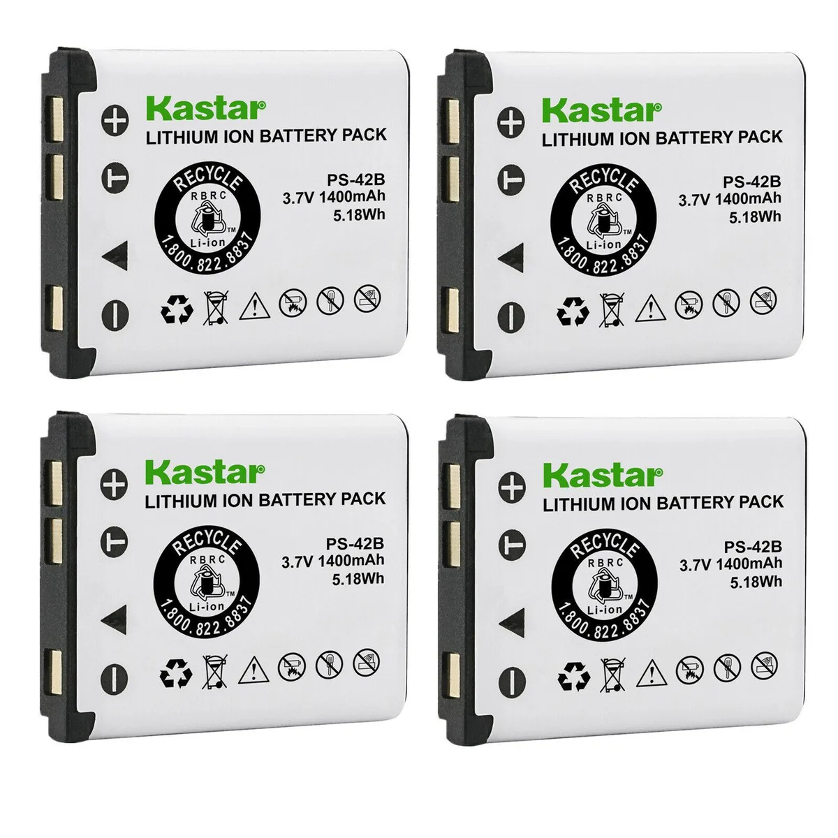 Kastar Kastar LI-42B 4-Pack Li-Ion 3.7V 1400mAh camera battery — product photo