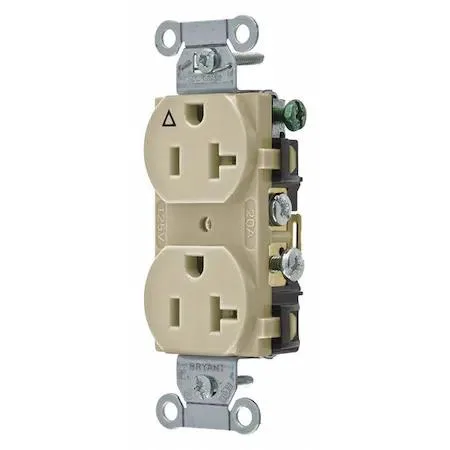 Ivory straight-blade plug with isolated ground markings