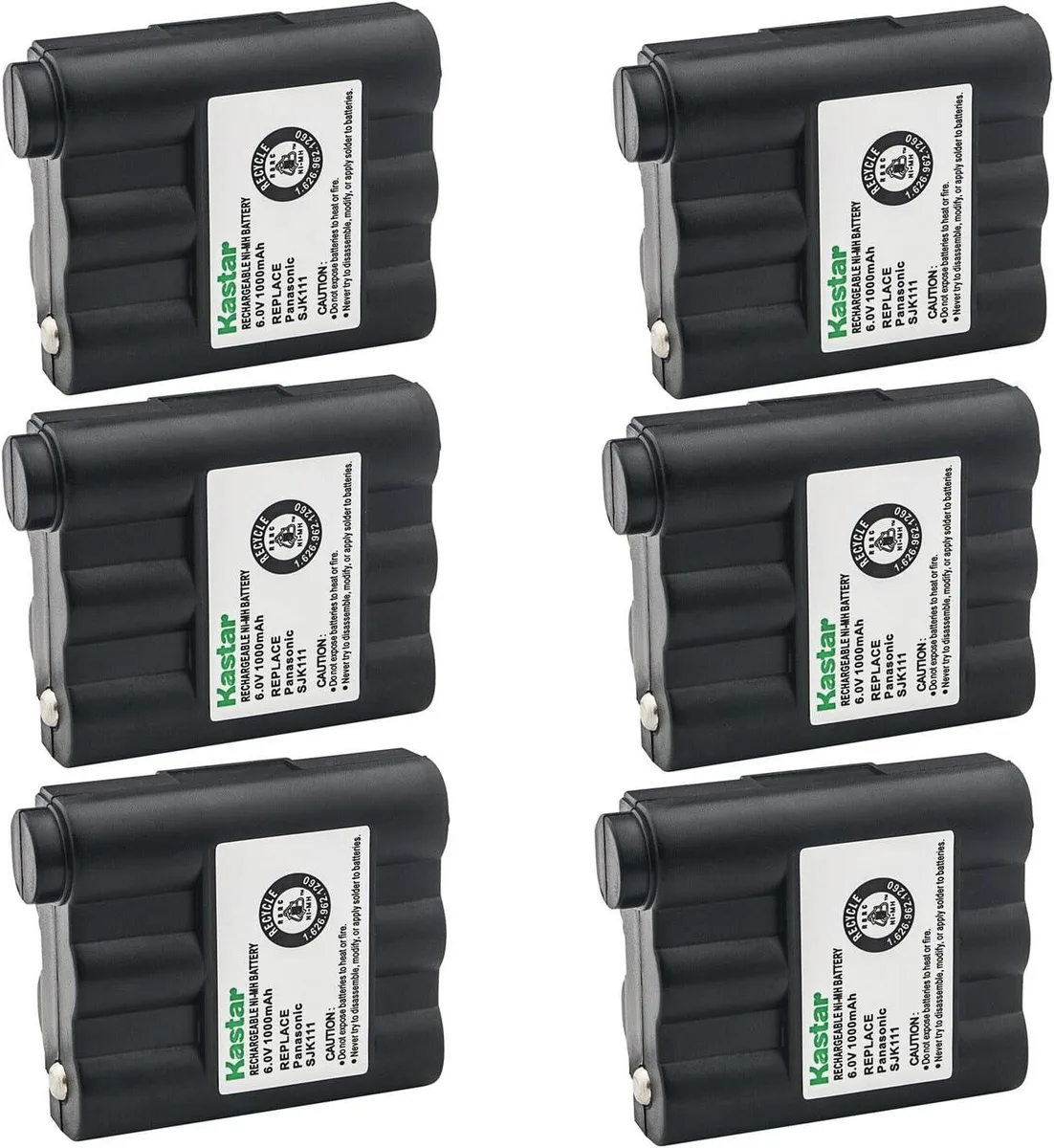 usbroway usbroway 6-Pack Ni-MH 6.0V 1000mAh Two-Way Radio Battery — product photo