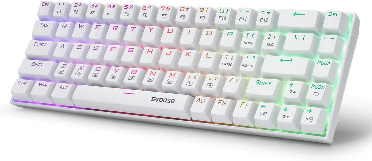 Hidea Hidea Z686 65% wired mechanical gaming keyboard white 68 keys hot-swappable red switches — product photo