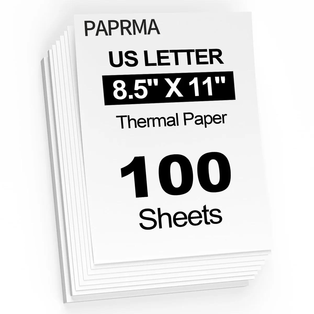 White US Letter thermal paper sheets, ultra-smooth finish, 100 count