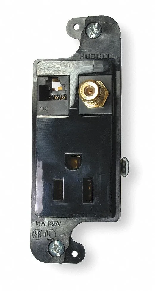 Hubbell Incorporated Hubbell Incorporated RJ650BKTR Black multimedia receptacle 15A 125V — product photo