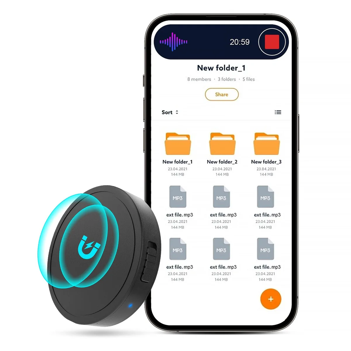  Nanezan NZ007 128GB Magnetic Voice Recorder 70h 1600h 1.5" 100g — product photo