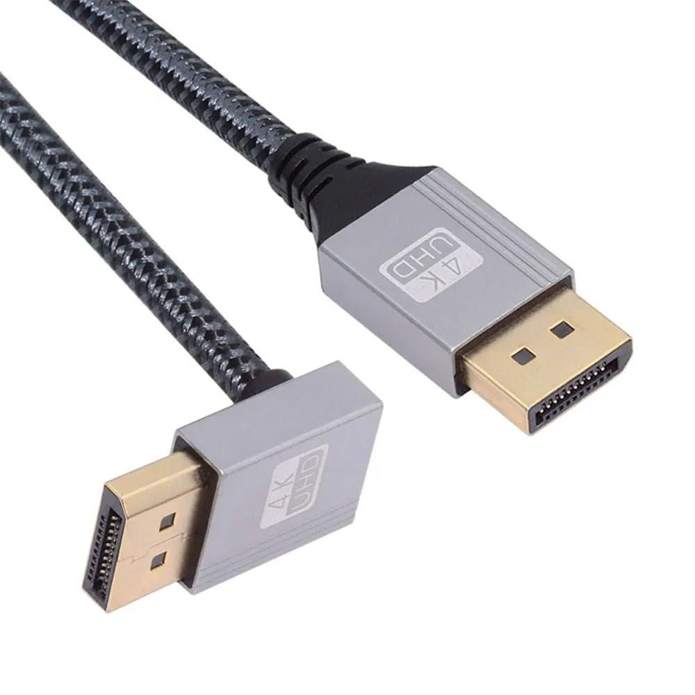 Fervit Fervit DP to DP Angled Silver Sleeve 1.0M 4K 60Hz 32.4Gbps — product photo