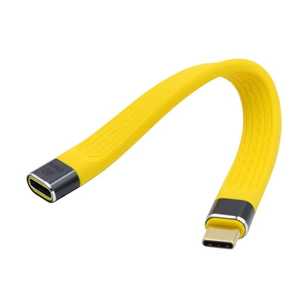 Fervit Fervit Yellow USB4 Extension Cable Slim Flat 13cm Male to Female 40Gbps 100W 8K@60Hz — product photo