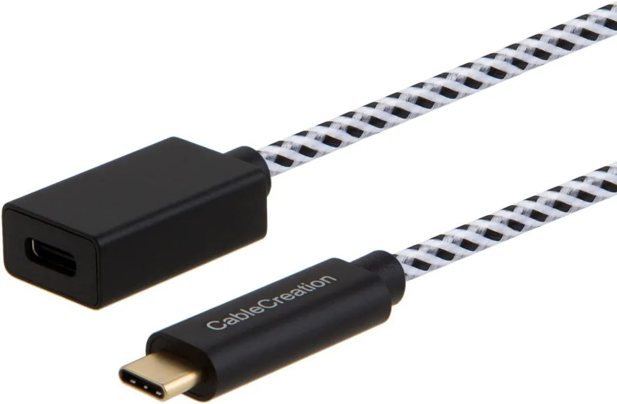 CableCreation CableCreation USB C Extension Cable 1.6ft 10Gbps USB 3.1 Gen 2 Male to Female 0.5M Black and White — product photo