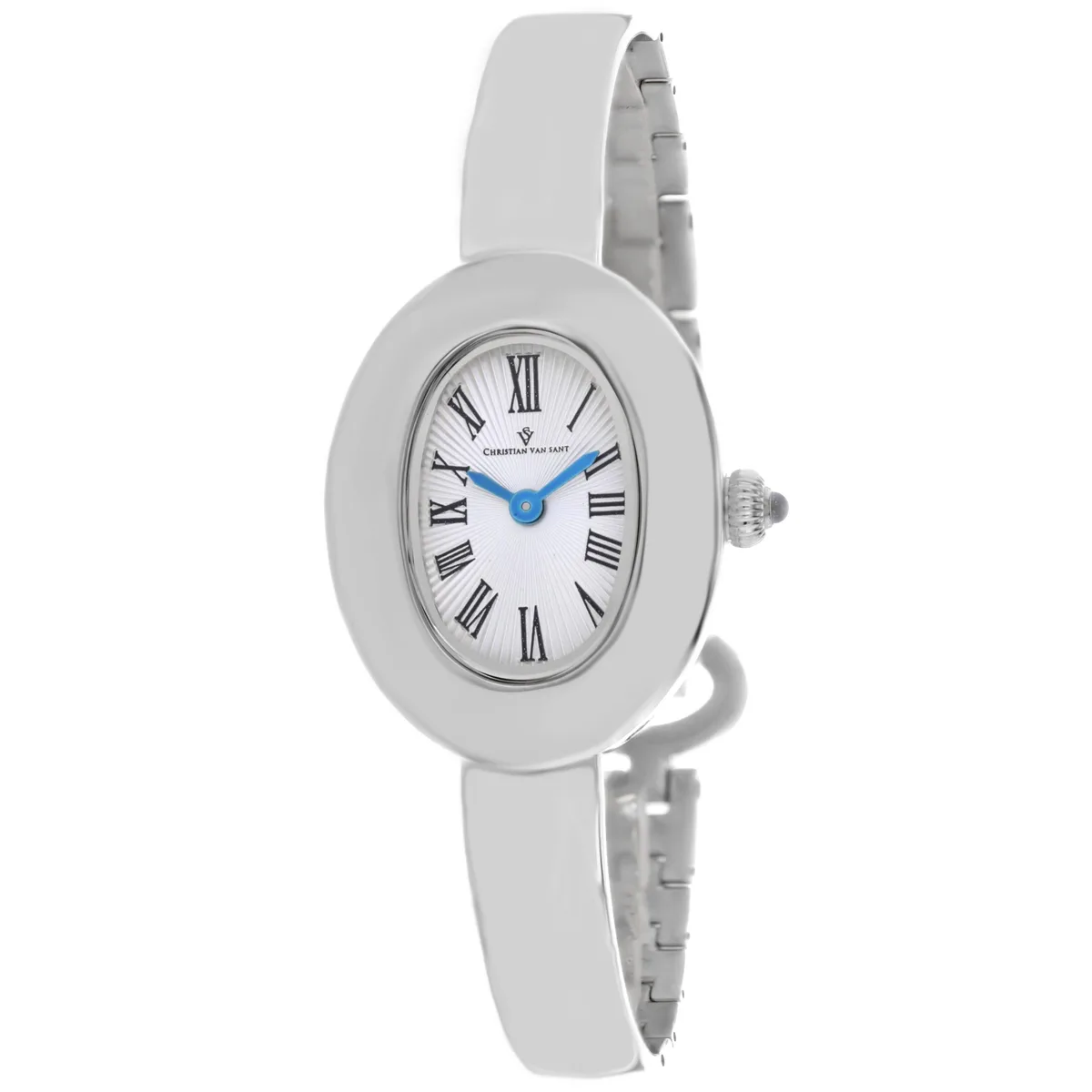 Silver stainless steel watch with silver dial and metal bracelet
