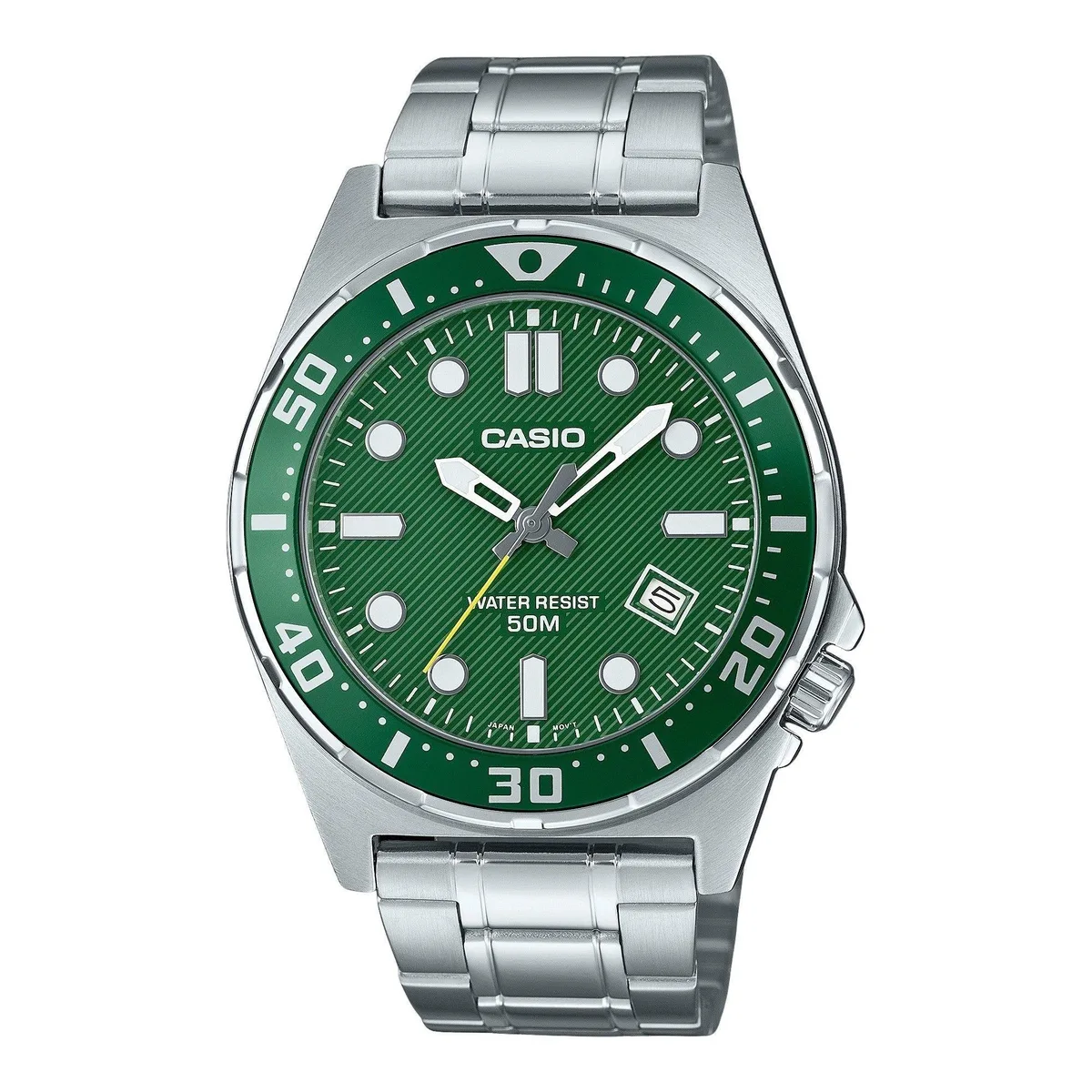 CASIO CASIO MTD-135D-3AV Green Dial Stainless Steel Watch 43.60mm 50m — product photo