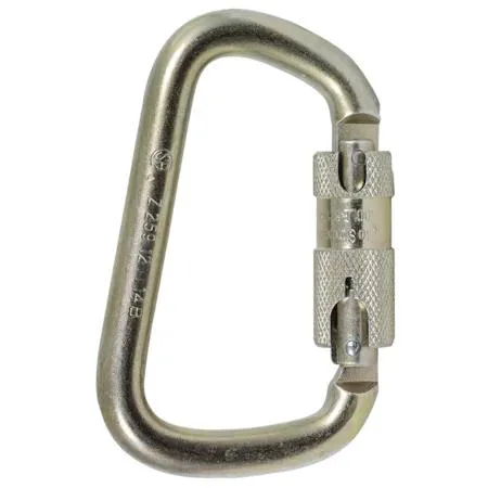 Bronze zinc-plated steel double-locking carabiner 4.84" long with 1.06" gate opening