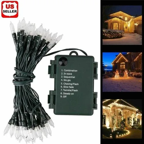 NShi NShi Outdoor String Lights 50 LED Warm White 18ft Battery Operated IP65 — product photo