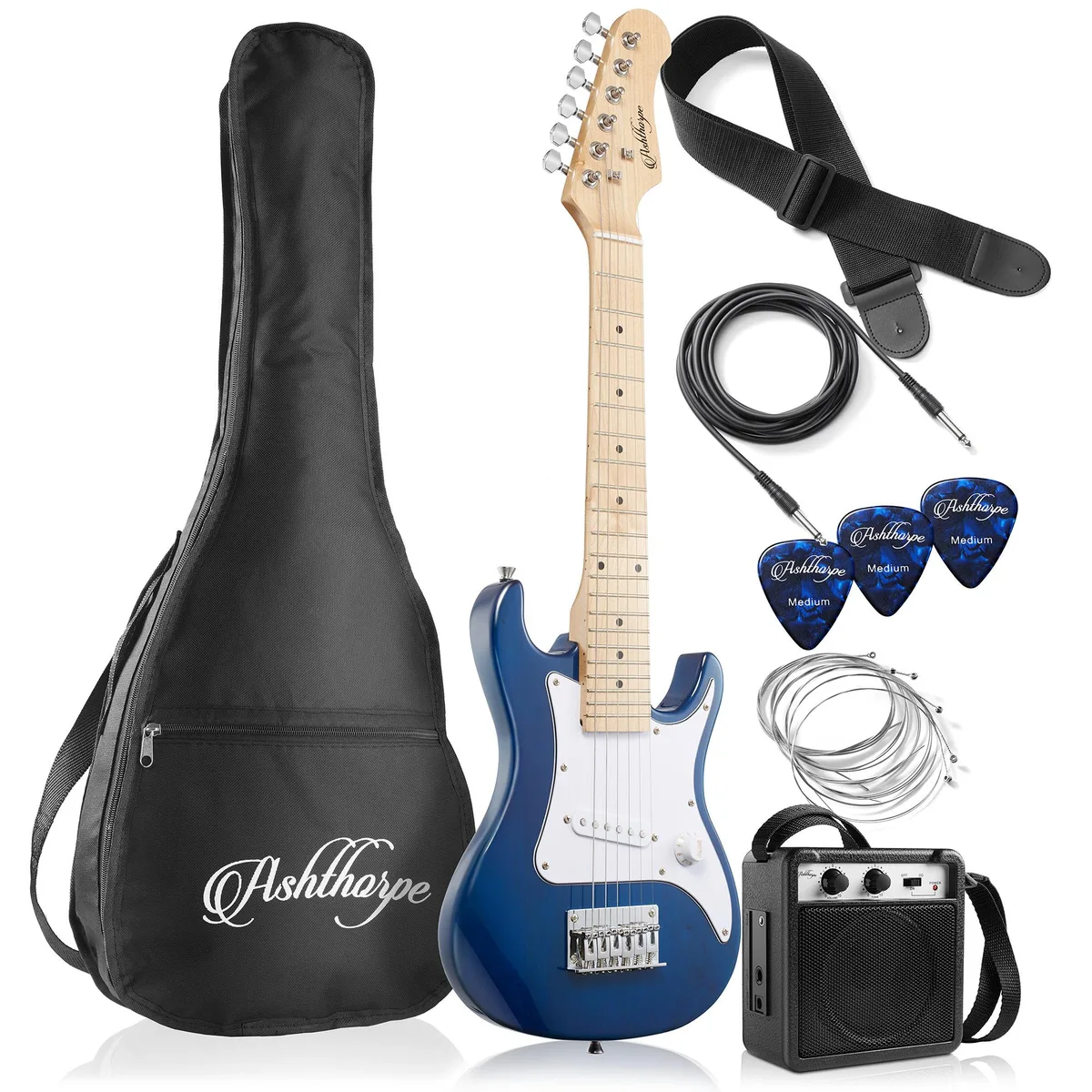 Ashthorpe Ashthorpe 30-inch Beginner Electric Guitar Kit Blue — product photo