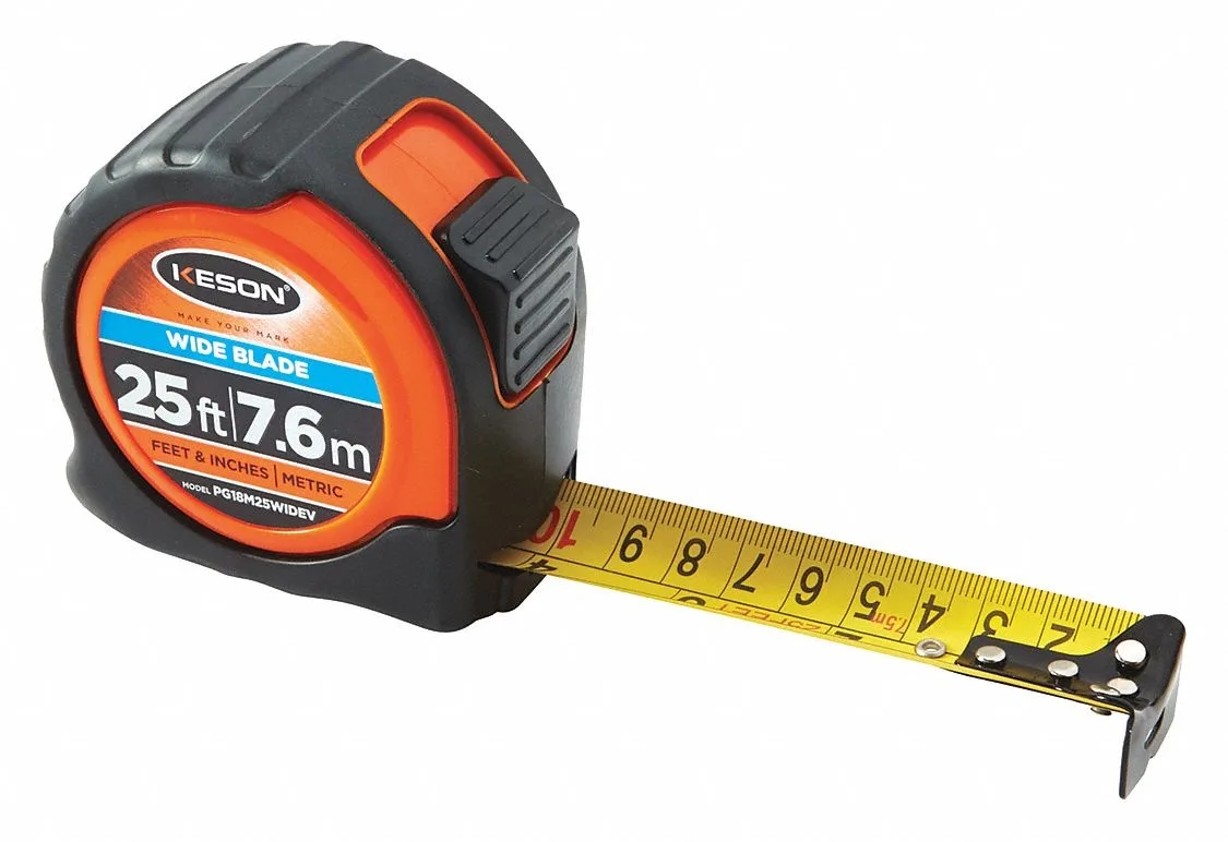 Keson Industries Keson 25 ft / 7.5 m Steel SAE/Metric Tape Measure Black/Orange — product photo