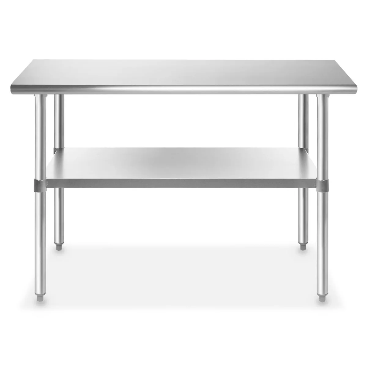 Stainless steel prep table 48 by 24 inches with galvanized undershelf and adjustable legs