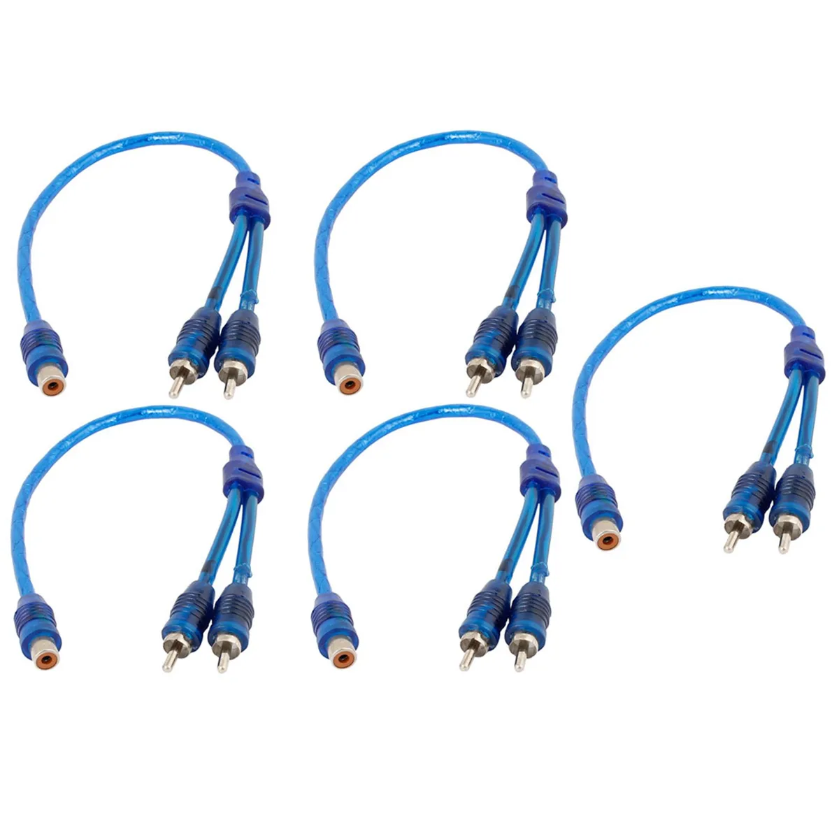 Unique-Bargains Unique-Bargains RCA 2 Male to 1 Female Y Splitter 5pcs Blue 30cm — product photo