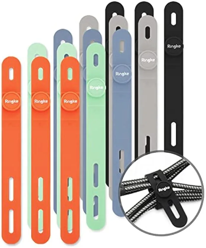 Fifteen colourful 12 cm silicone cable ties in five bright shades