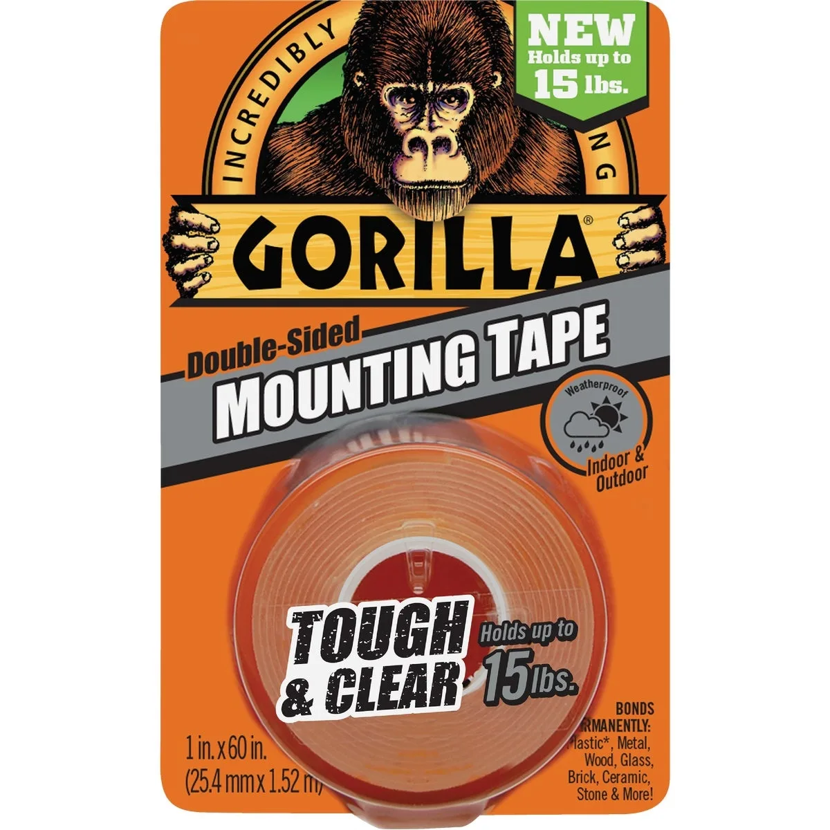 Gorilla Glue Gorilla Glue 6065001 Clear Mounting Tape 60 In 15 Lb — product photo