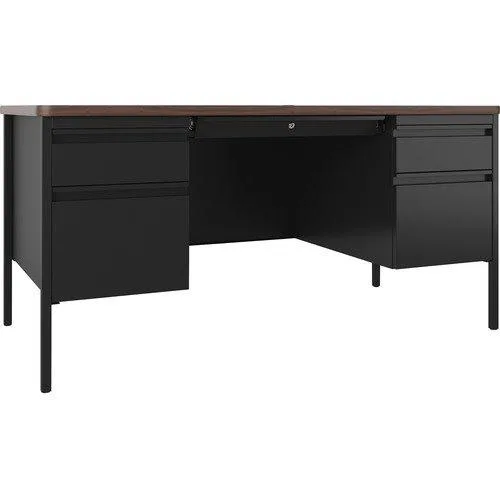 Lorell Lorell 66941 Double-Pedestal Desk 60x30x29 Walnut/Black — product photo