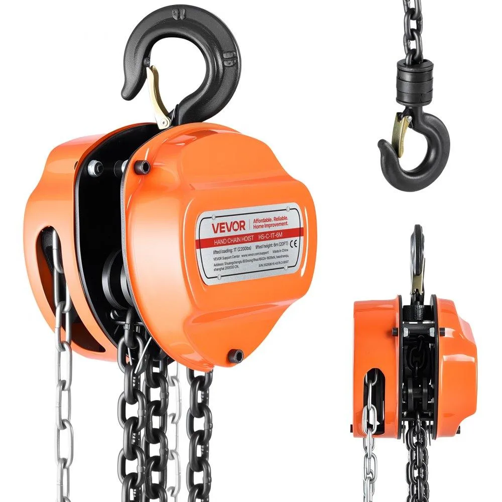 VEVOR VEVOR Hand Chain Hoist 1 Ton 2200 lbs 20 ft G80 Orange — product photo