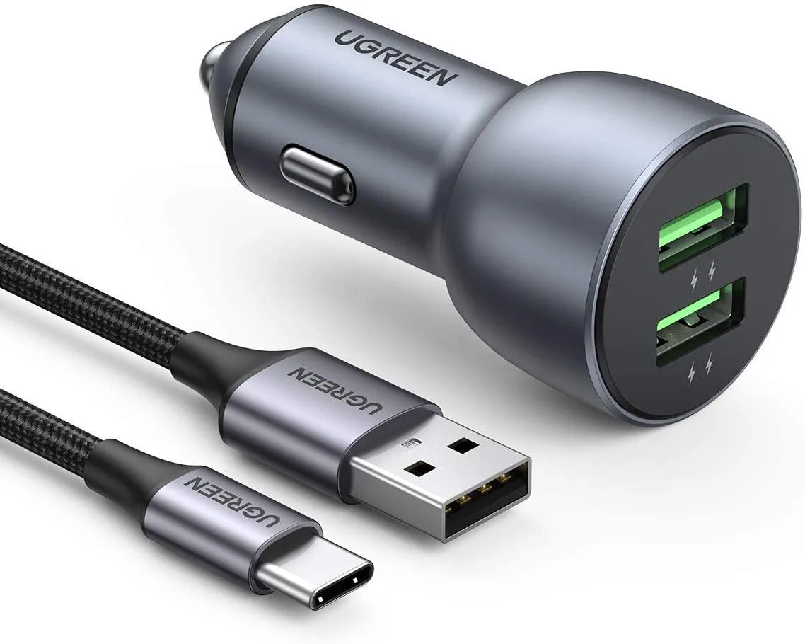 UGREEN UGREEN 36W Dual QC3.0 Car Charger Kit with USB-C Cable — product photo